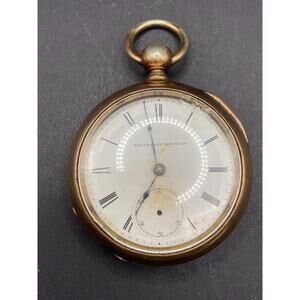 Elgin National Gold Tone Pocket Watch Silveroid 1083771 White Dial Not Working